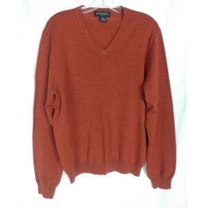Brooks Brothers Size M Stretch‎ Mens Merino Wool V Neck Pullover Sweater Orange